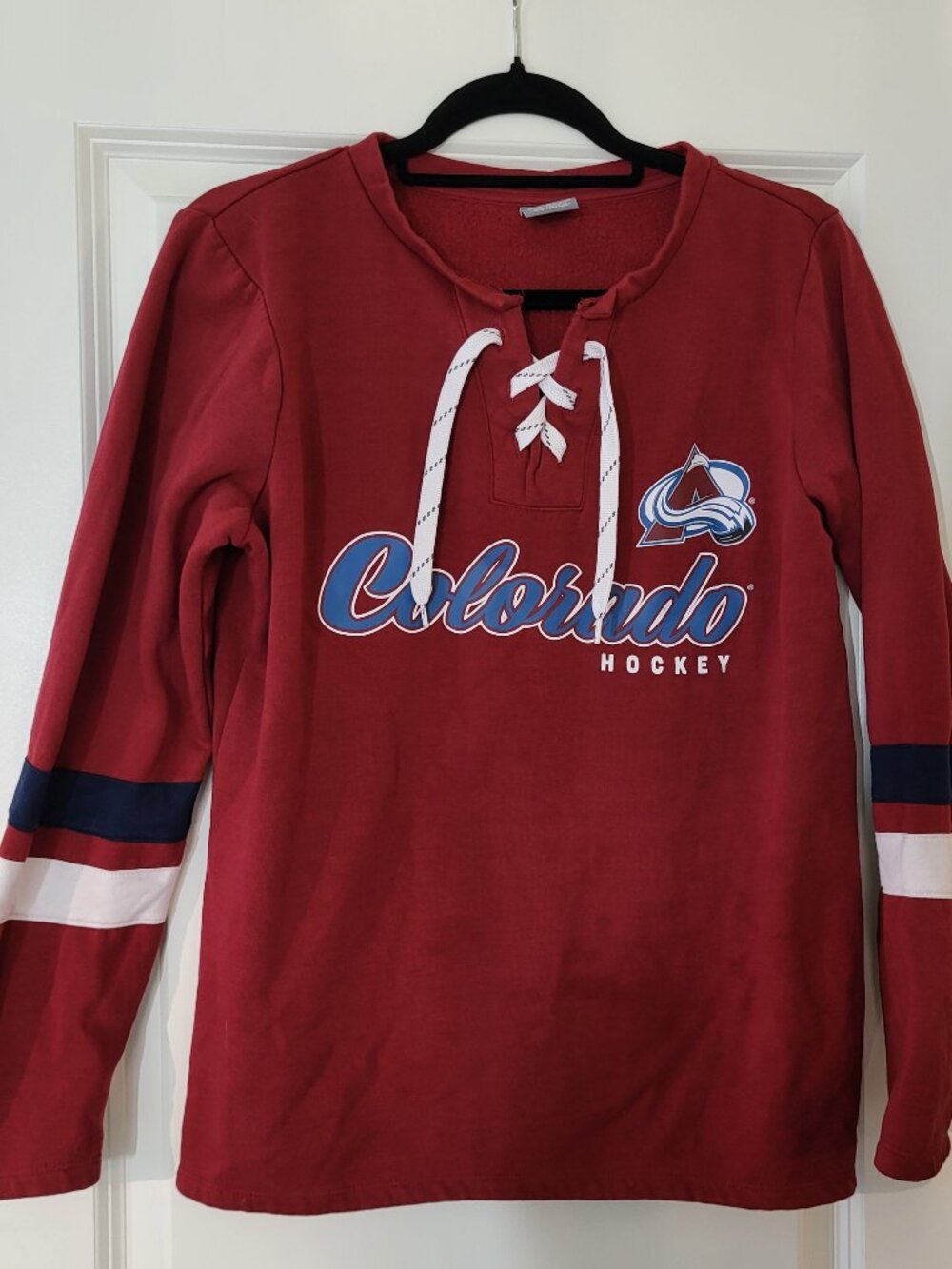 Vintage Y2K Colorado Avalanche Lace-Up Long Sleeve Shirt - CSA Brand - Size M